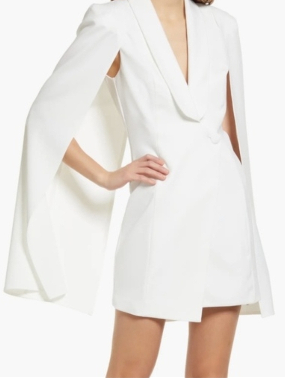 Katie May White Cape-Sleeve Mini Dress XS